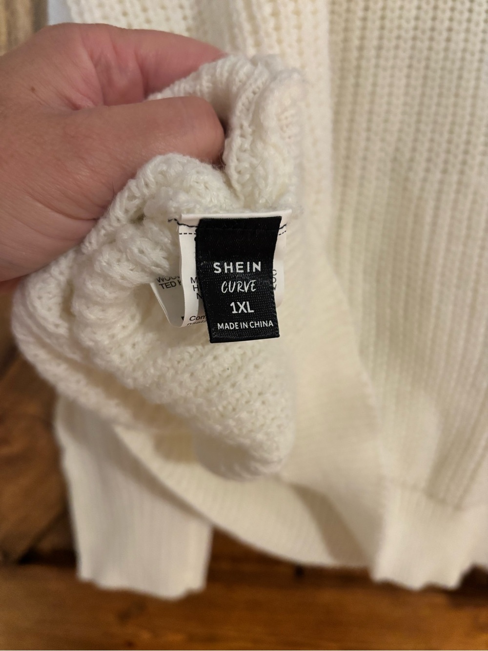 SHEIN Sweater Cold Shoulder Chunky Knit Ivory 1x - Picture 4 of 4
